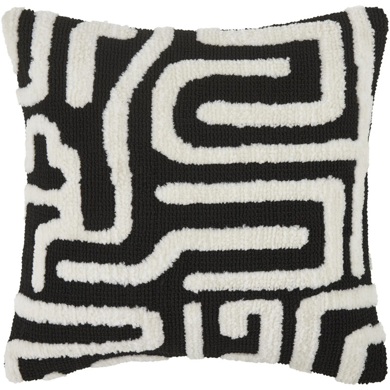 Coussin décoratif Juggernaut, Housse de coussin seulement - sans coussin, Blanc/Noir, Carré 22 po