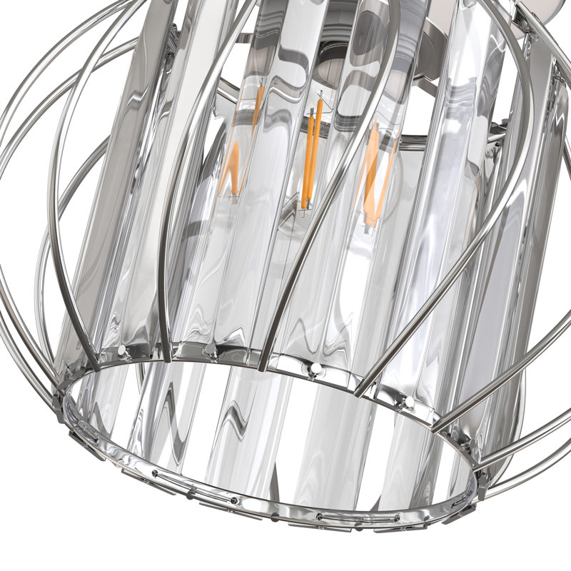Petit lustre semi-encastré en cristal pour salon de chambre à coucher, Argent argent, H 7 po x l 7 po x P 7 po
