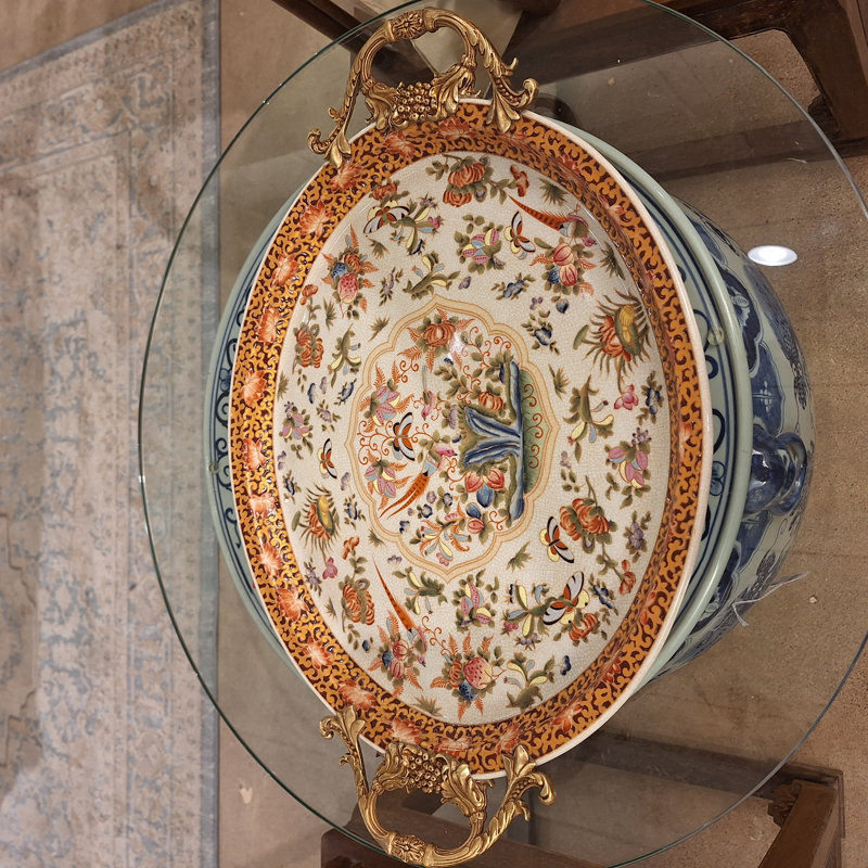 Porcelain Oval Tray with Bronze Ormolu - Regency