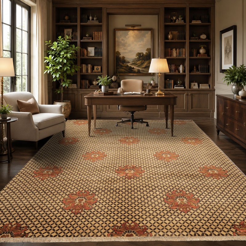 Tapis Agra transitionnel beige-brun en laine nouée à la main, 2,44 m x 3,05 m