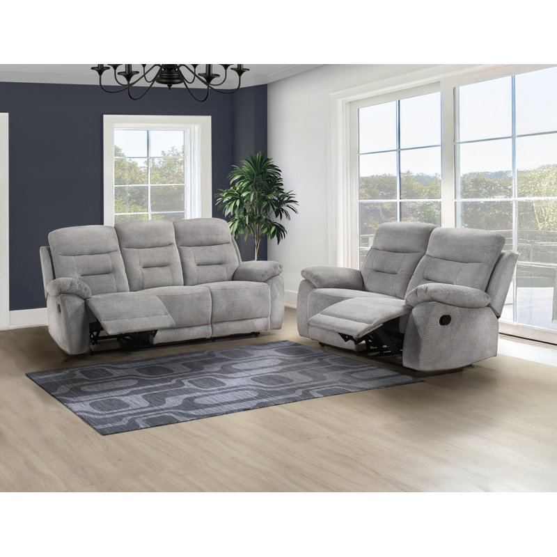 Ensemble 2 pièces: canapé inclinable et causeuse, étain, Pewter 2-piece Set