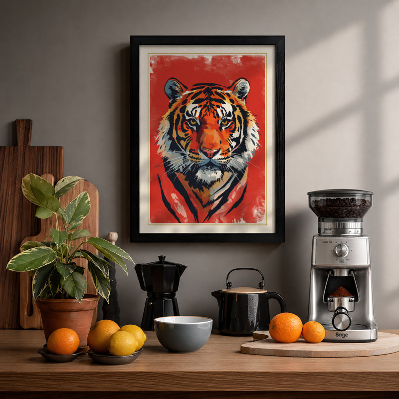 Tiger's Gaze Modern - Framed Print, A1 - 84.1 x 59.4 cm, Black