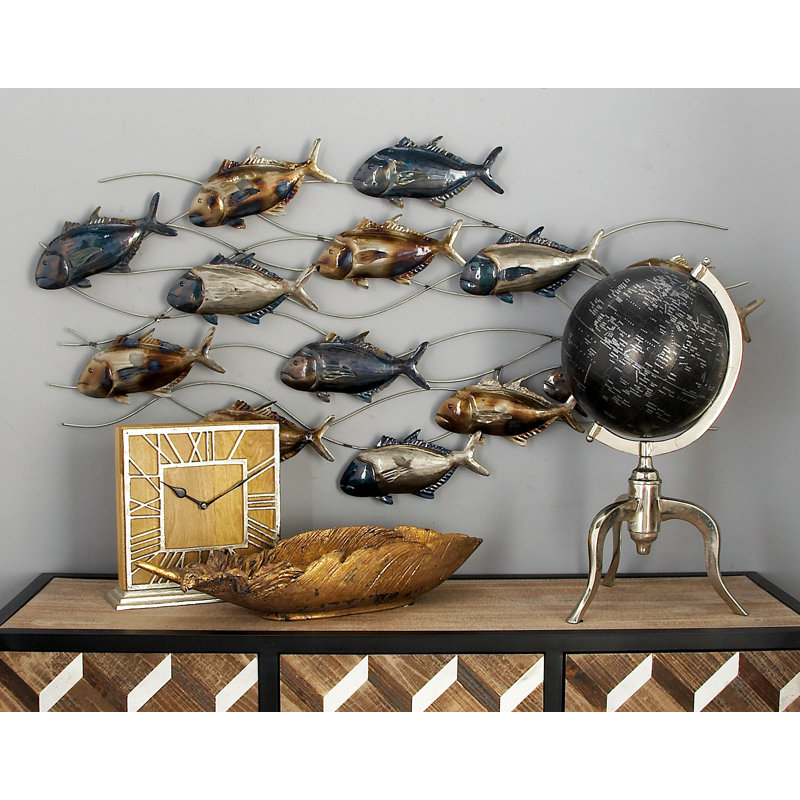 Décoration murale en métal pour l'intérieur et l'extérieur avec des accents argentés et bronze