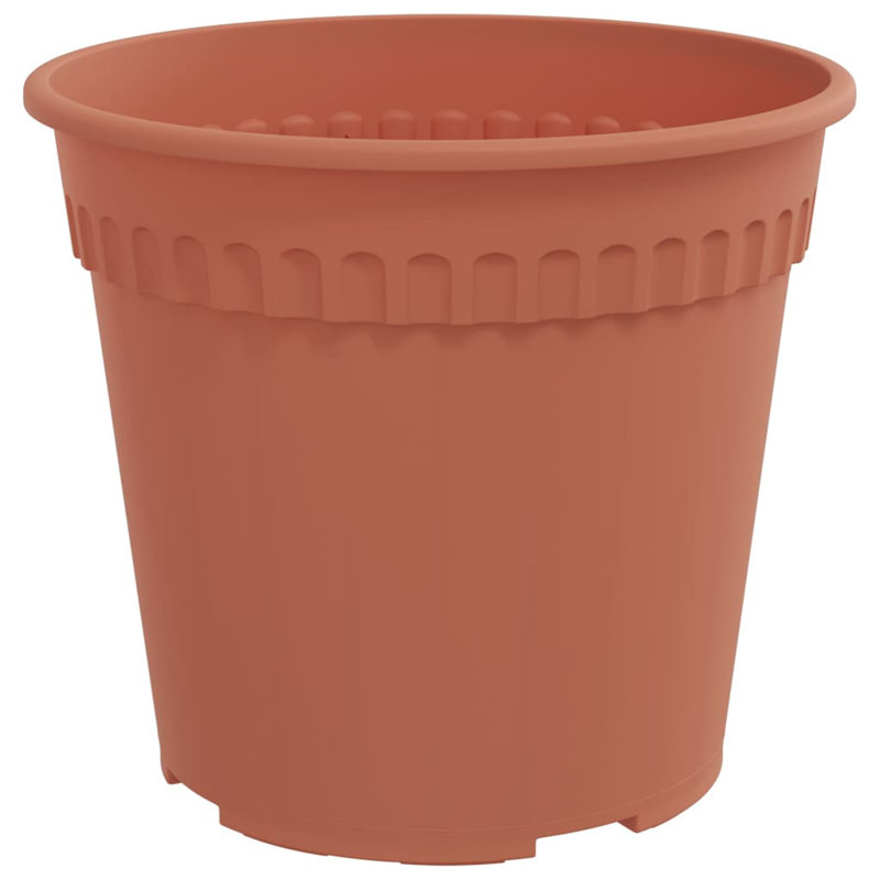Round Flower Pot 6 Pcs Plastic, Brick Red, 16cm H x 19cm W x 19cm D