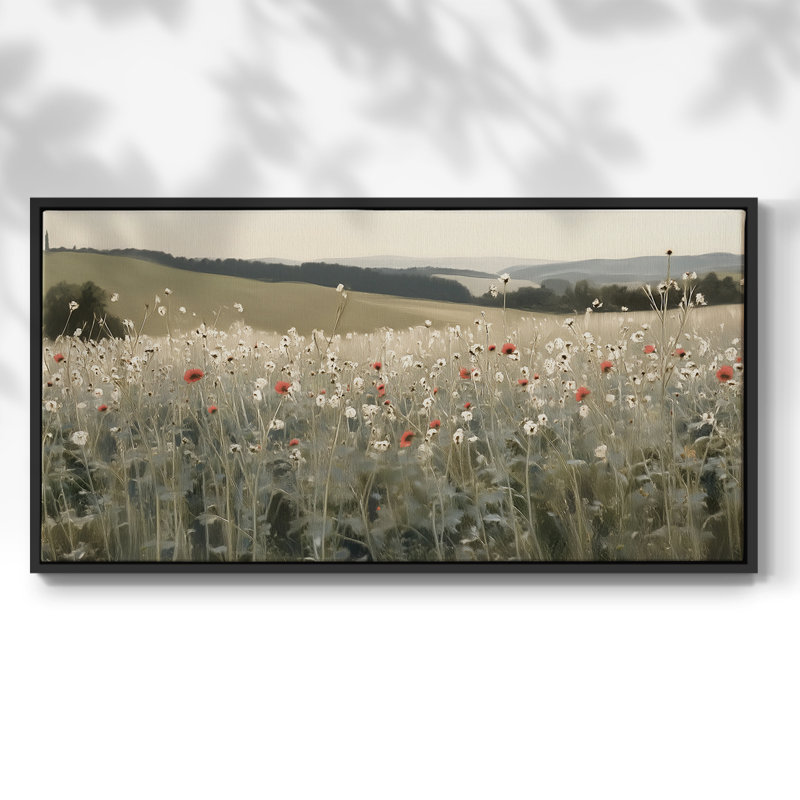 Botanical Series-CCXVII- Toile tendue avec châssis tendue, prête à être accrochée, H 25 po x l 49 po, Noir