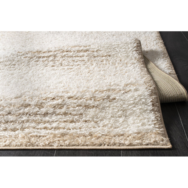Tapis brun / beige en polypropylène tissé à la machine Shloime, Rectangle 6 pi 7 po x 9 pi 6 po