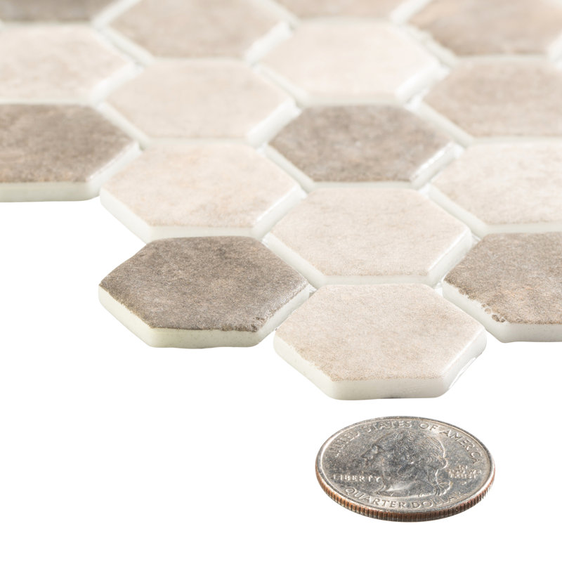 Trillions Hexagon Honeycomb Glass Mosaic Kitchen Backsplash, Bathroom, Shower, Pool, Wall and Floor Tile, Honey