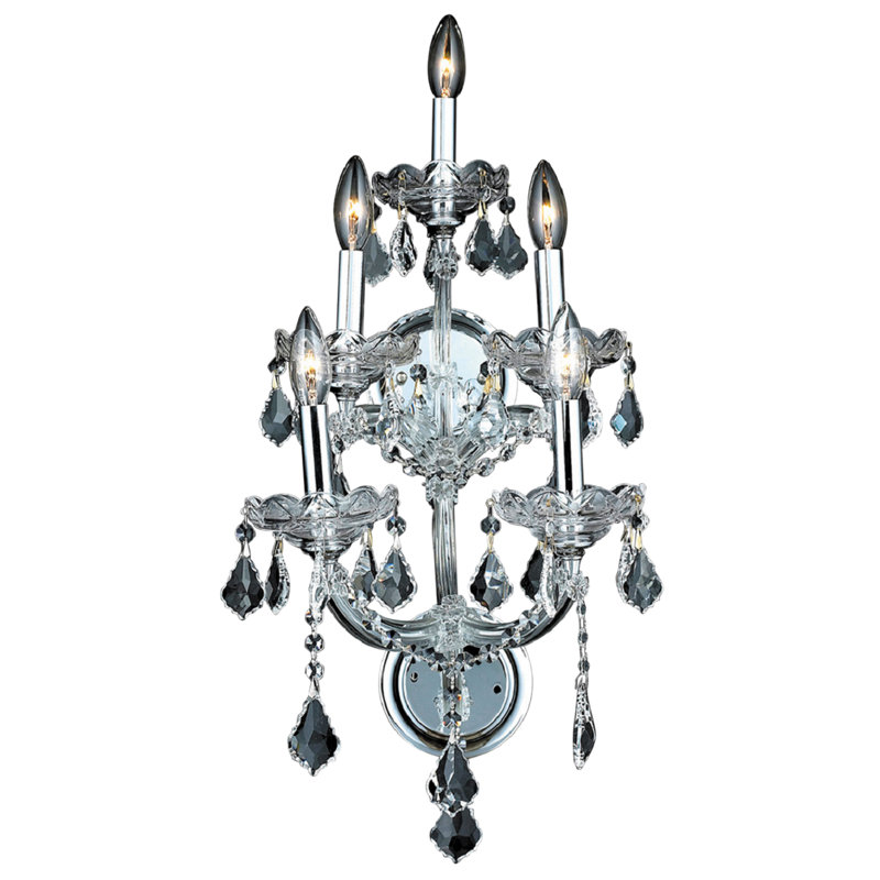 Lampe murale 5 lumières bougie Trawick, Chrome / transparent