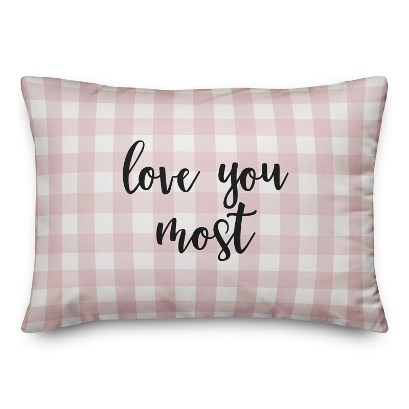 Coussin décoratif andish love you you, Noir / Rose