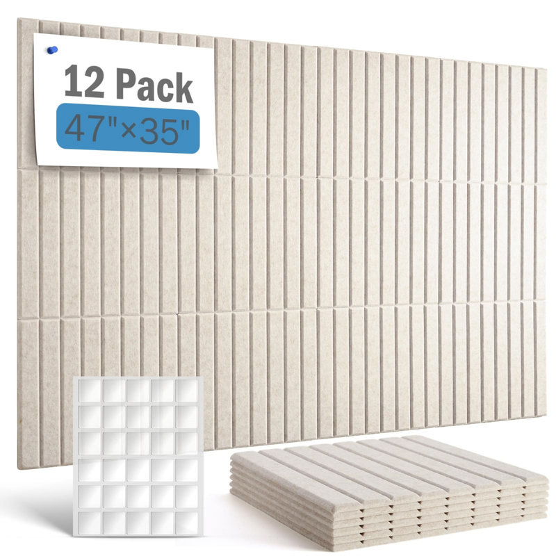 12 Pack Acoustic Wall Panels with 60 Pcs Self-Adhesive Tape, High Density Sound Absorbing Panels, 30 x 30 x 0.9cm for Recording Studio, Gaming Room, Office & Live Streaming
