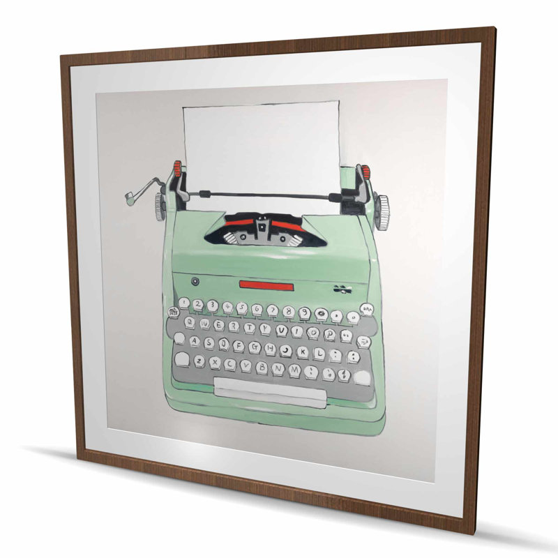 «Mint Typewriter», reproduction encadrée mate | Décoration intérieure unique