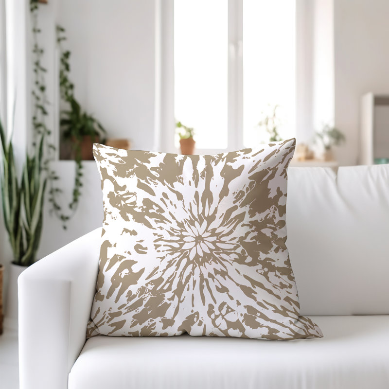 Coussin Percil, Beige / Blanc, H 19 po x l 19 po