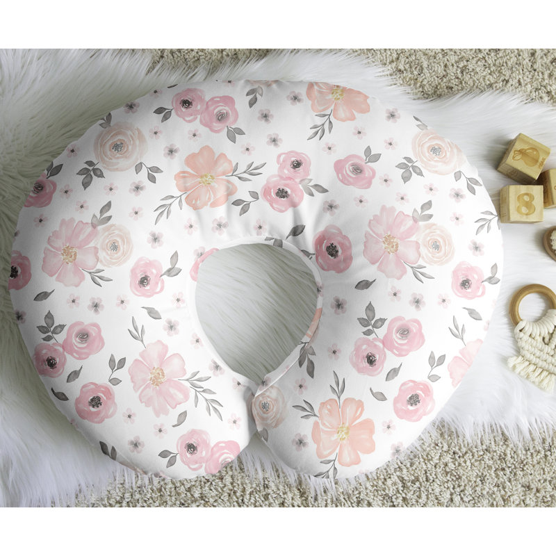 Watercolor Nursing Pillow Cover Case by Sweet Jojo Designs, Pink/Grey