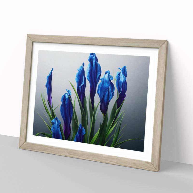 Royal Iris Flowers 1 Piece Single Picture Frame Wall Art, 25cm H x 34cm W x 2cm D, Oak Framed