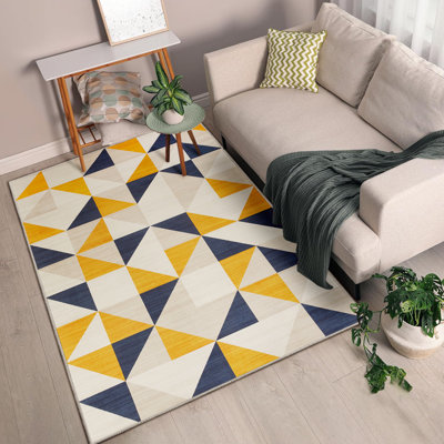 Brio Geometric Area Printed Rug - Vibrant Modern Area Rug for Living Room & Bedroom 