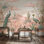 Papier peint pastel désert paysage rose avec dunes amovibles paon