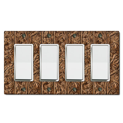 Brown Wood Flowers Tree Bark Print 4 - Gang Rocker Standard Wall Plate