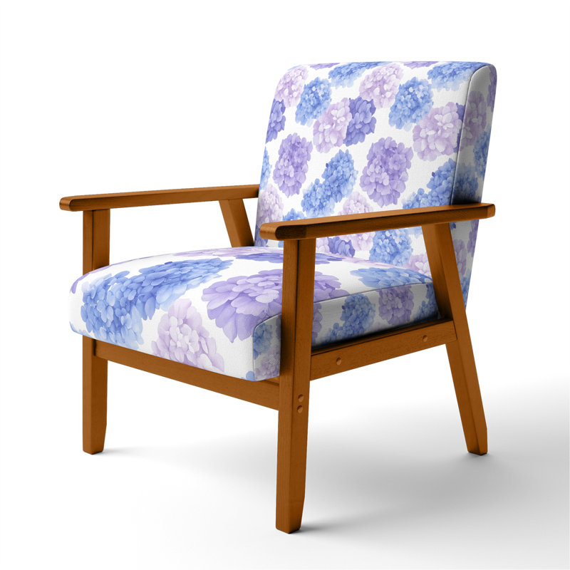 Chaise rembourrée Floral, Accoudoirs carrés bruns
