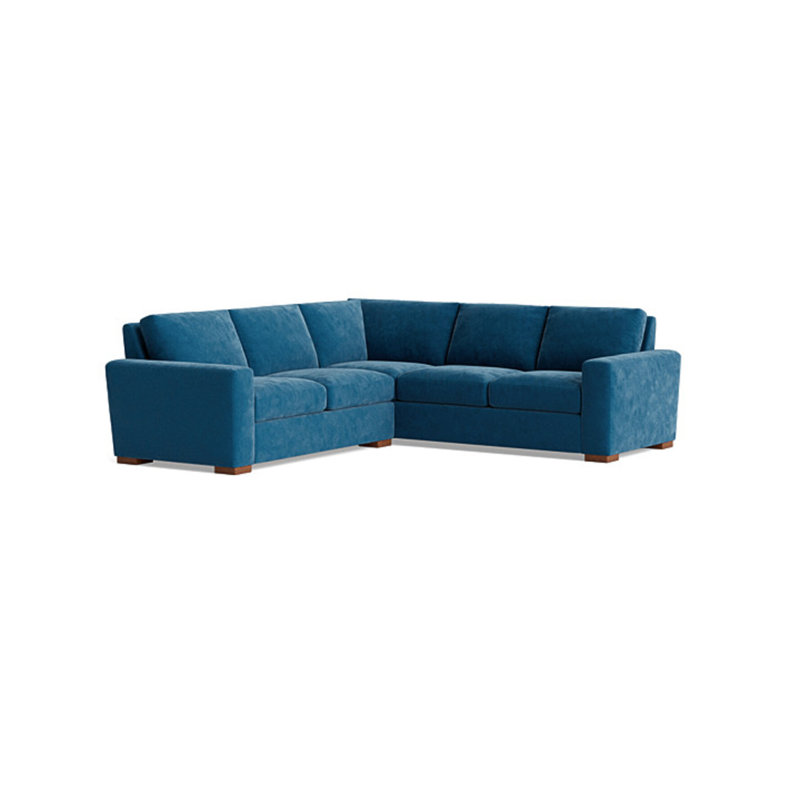 Couch Potato Sectional, Performance Velvet - Denim, Right Hand Facing