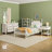 Solid Wood 4-Piece Spindle Vivienne Twin Bed with Walker Edison Easy Assembly 1-Drawer Nightstand, 6-Drawer Dresser, and Short Bookshelf-111301197
