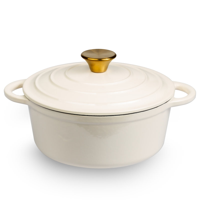 Cream Enameled Cast Iron 2.8 Qt. Dutch Oven with Lid