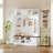 3-in-1 Hall Tree With 6 Hooks, Bench, Left Cabinet With Adjustable Shelves And Open Compartments-1104307868