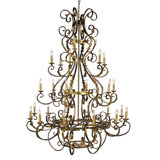 French 24 - Light Candle Style Tiered Chandelier