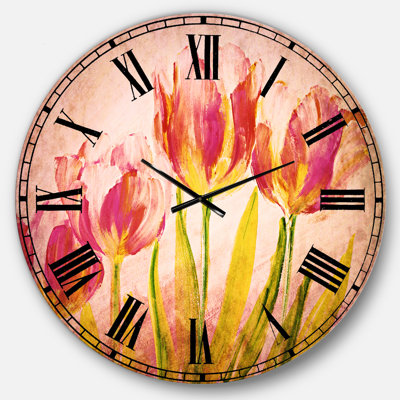 Red Tulips - Horloge murale traditionnelle