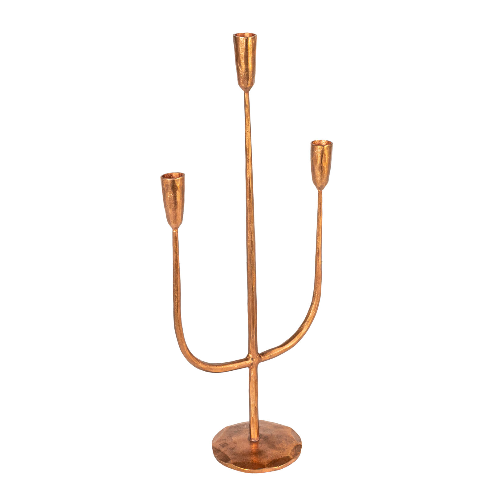 Hand-Forged Metal Candelabra, Copper