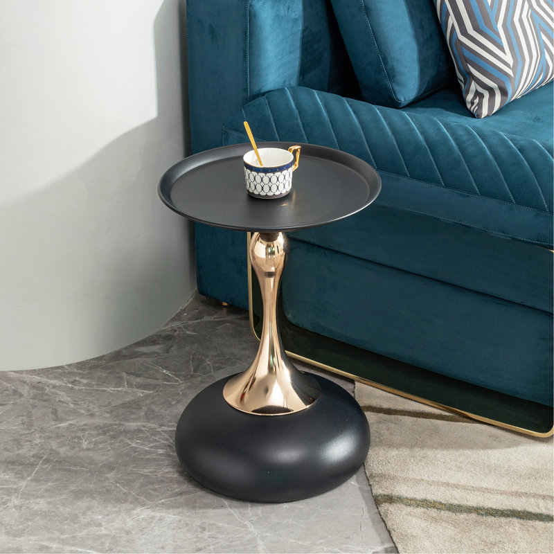 Petite table basse ronde, Noir, Or
