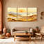 Abstrait paysage de désert, coucher de soleil, horizon, sable doré, ensemble de 3 impressions sur toile-1248873952
