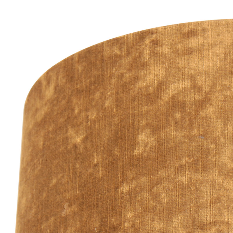 20cm H Velvet Drum Lamp Shade ( Uno ), Gold
