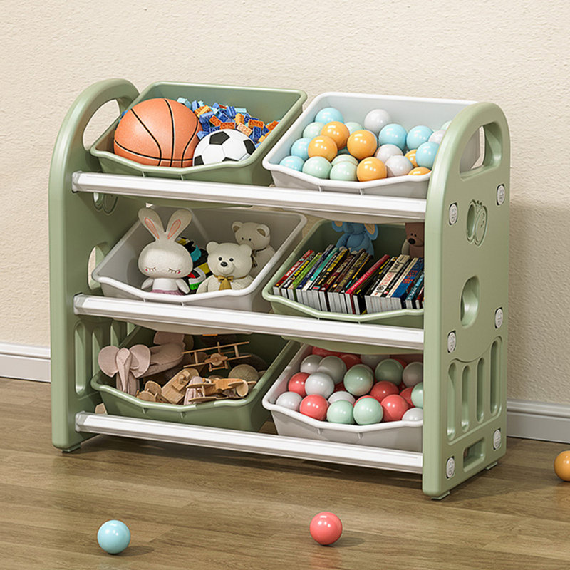 Rangement pour jouets pour enfants avec 6 bacs, Vert