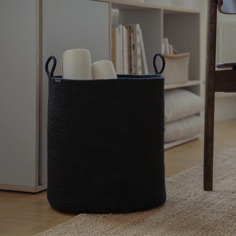 Black Loops Cotton Rope Basket - Large, 53 pt, Black