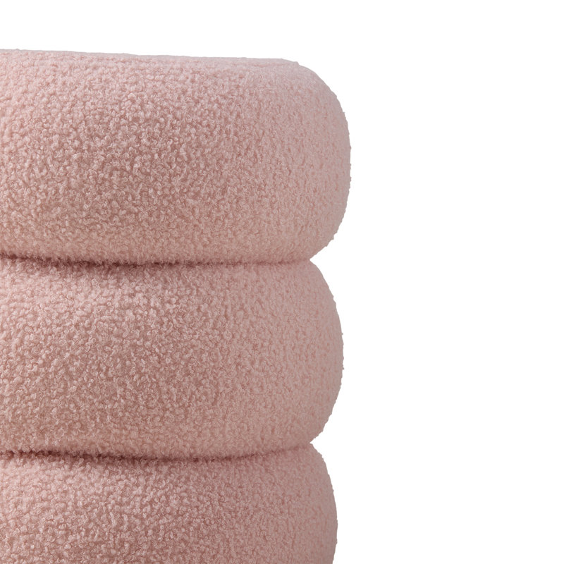 39 cm W Teddy Round Footstool, Pink