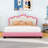 Upholstered Platform Bed with Crown-Shaped Headboard-577450008