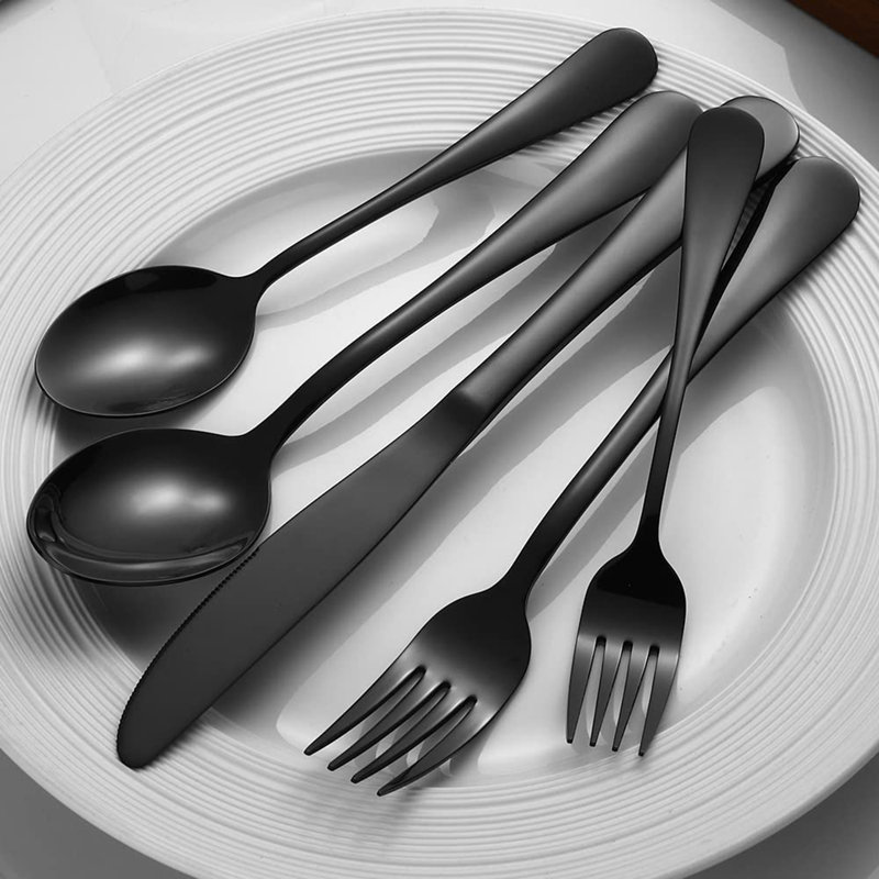 40 Pieces Stainless Steel Flatware Cutlery Set, Black