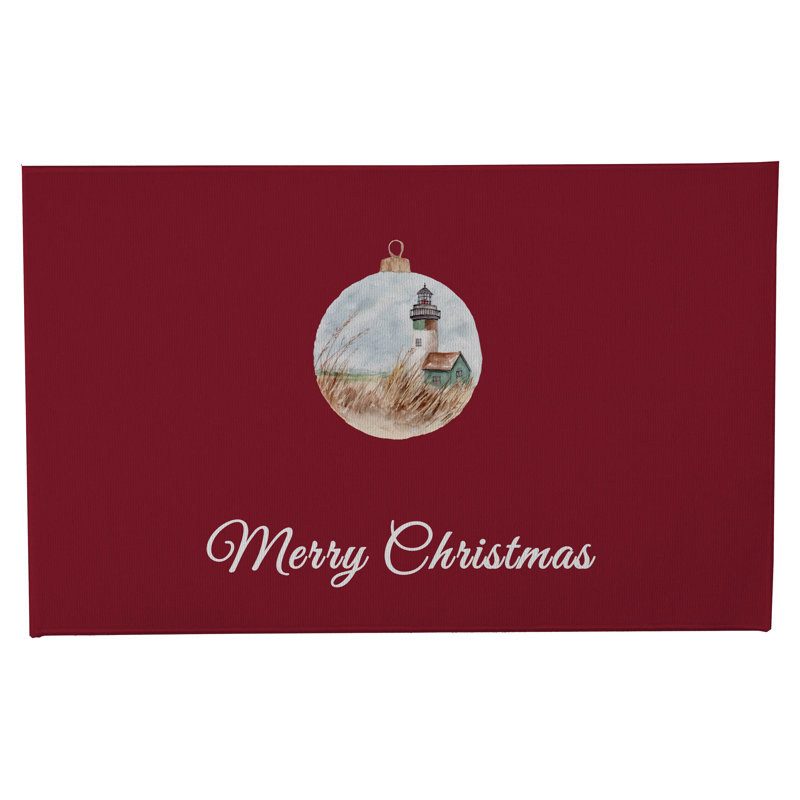 Paillasson Merry Christmas, L 21 po x L 34 po, Rouge canneberge