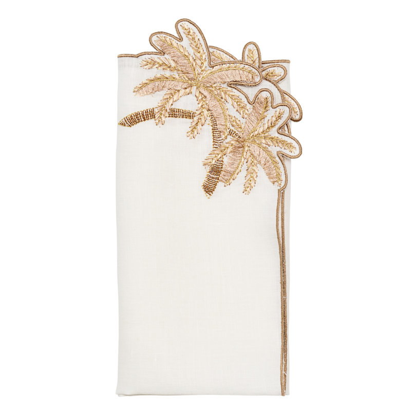 Palmera Napkin, White/Gold/Natural