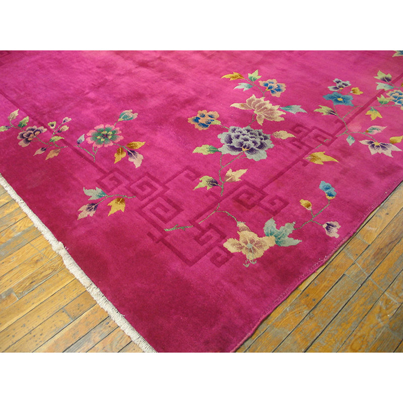 Hand Knotted Wool Area Rug in Pink