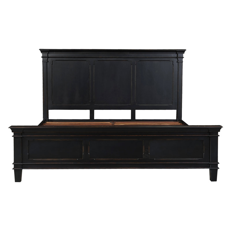 Trento Queen Bed in Distressed Black, King