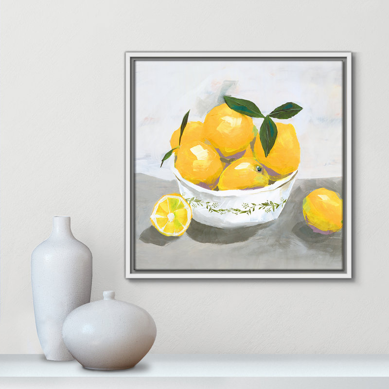 Hayons Lemons par Isabelle Z - reproduction, Toile avec cadre blanc, H 17,5 po x l 17,5 po x P 2 po