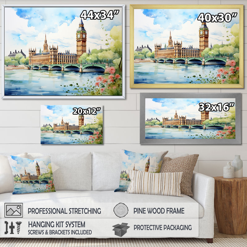 Big Benlondon Skylines III - City London Wall Ar, Toile tendue, H 12 po x l 20 po x P 1 po