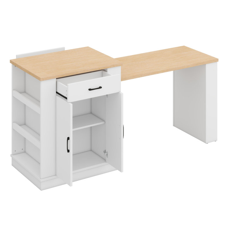 Console multifonctionnelle avec îlot extensible avec rangement et options de repas polyvalentes