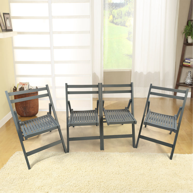 Chaise pliante en bois à lattes Furniture - gris, ensemble de 4, chaise pliante, style pliable