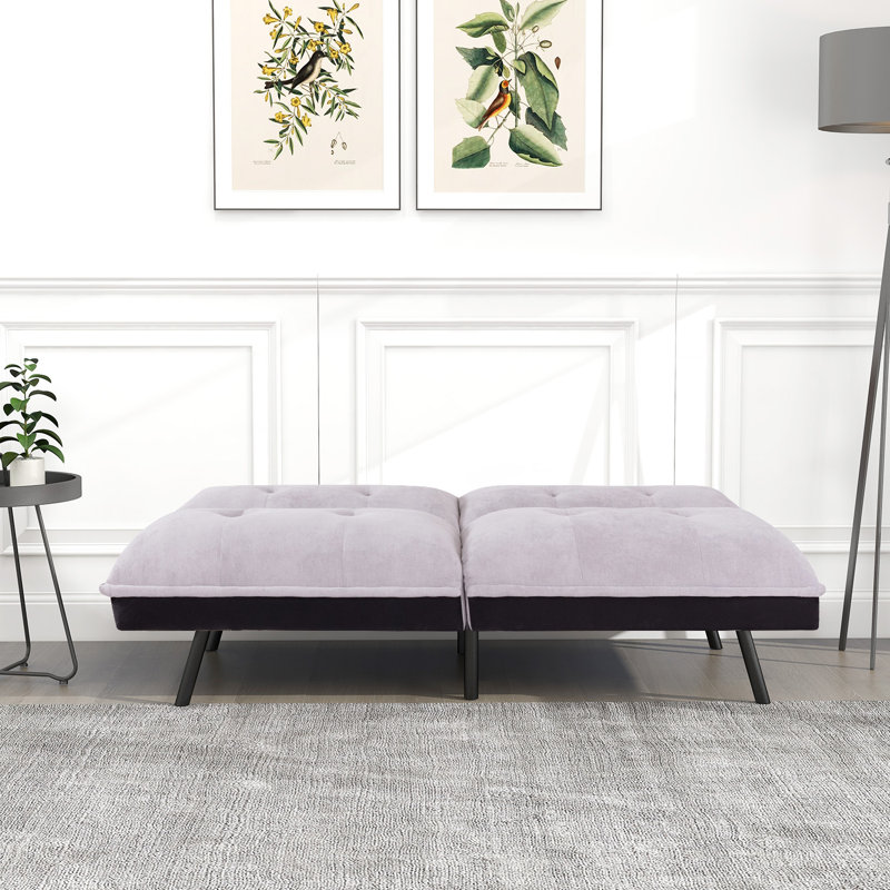 Futon rembourré 71,3 po Khayam, Velours gris