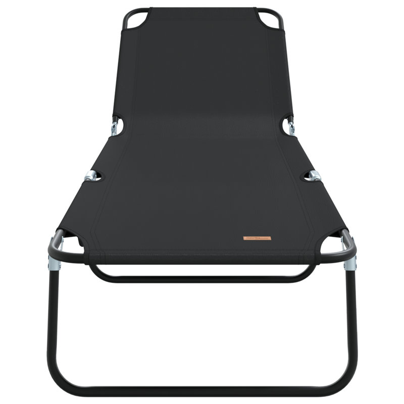 vidaXL Folding Sun Lounger Folding Polyester Outdoor Recliner Garden Chair, Black