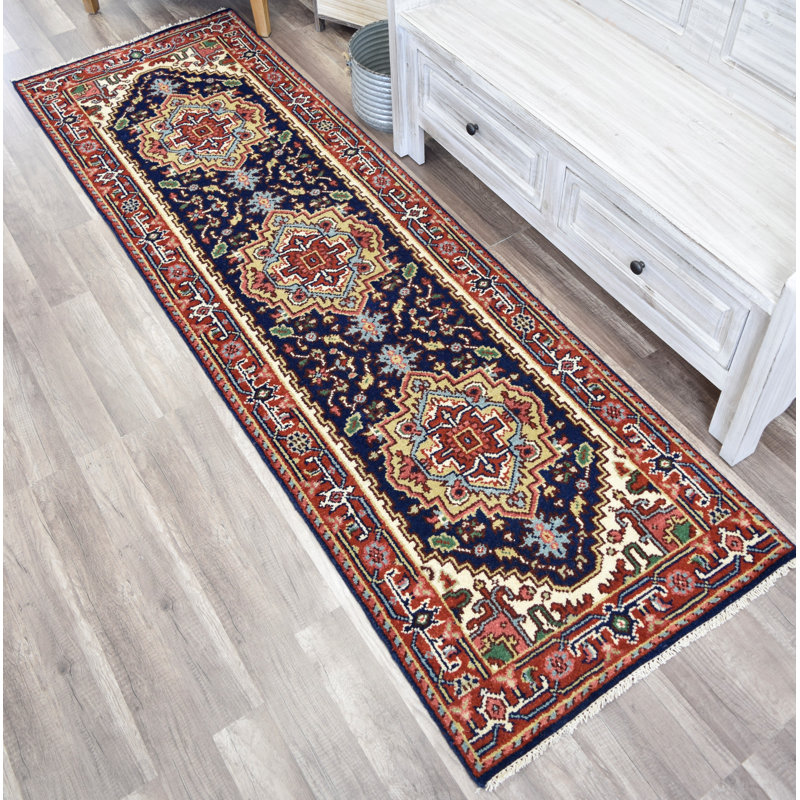 Tapis bleu royal royal Heriz, Rectangle 2 pi 6 po x 6 pi
