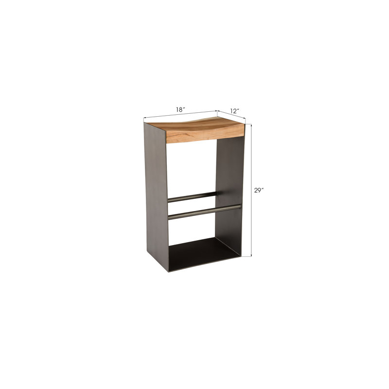 Bar Solid Wood Stool, Bar Stool (29” Seat Height), Gray