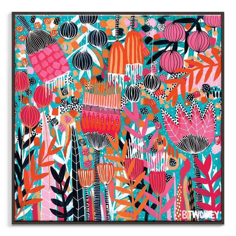 Holiday Mode - Print, 82.5cm H x 82.5cm W x 8cm D, Black Floater Framed